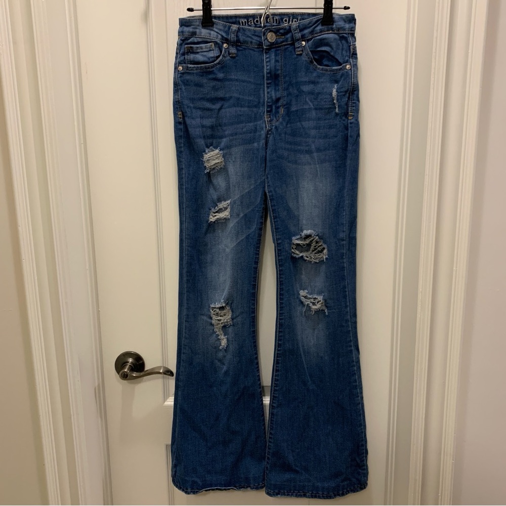madden girl flared ripped jeans